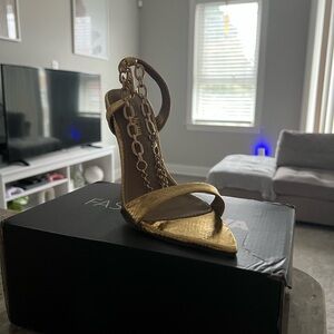 Fashion Nova Gold Chain Detail Heels